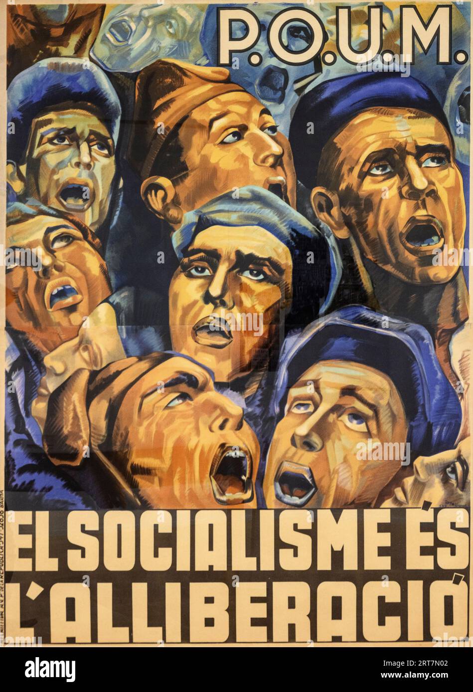Un cartel del POUM (Partido Obrero de Unificación Marxista) de 1936 - El Socialisme es L'alLiberation. El socialismo es liberación. Foto de stock