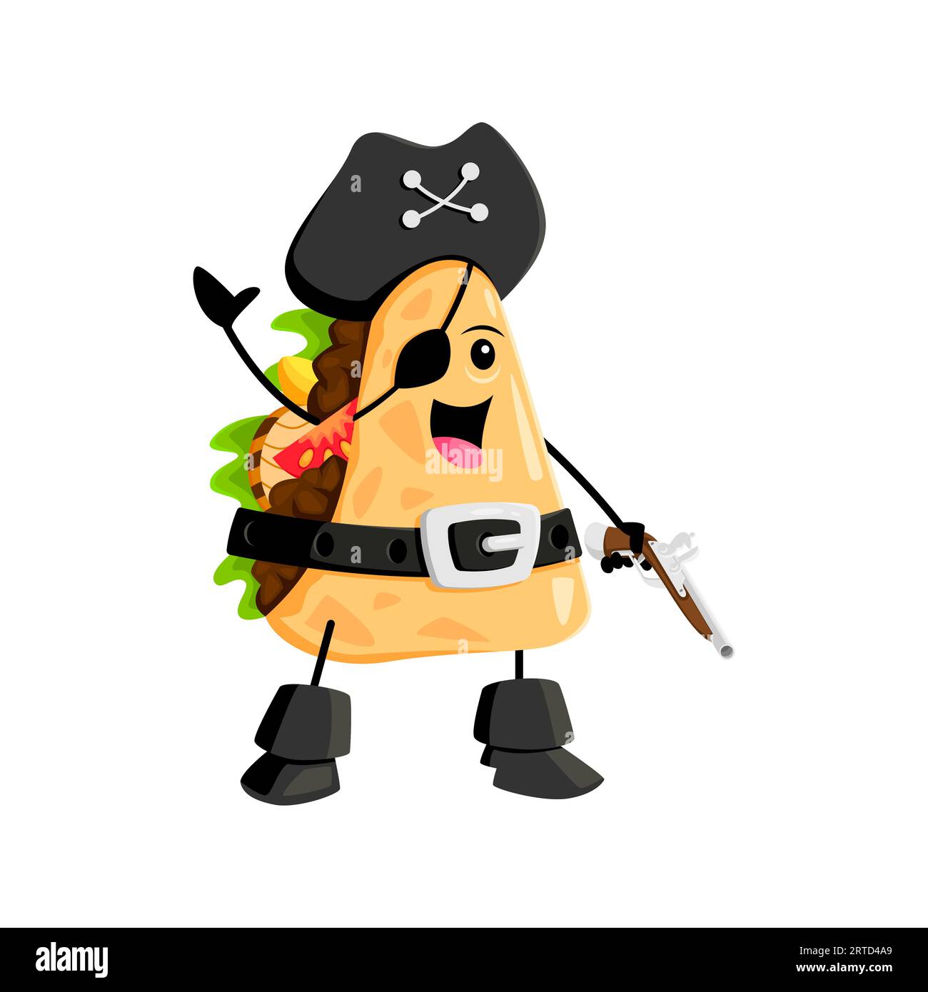 Caricatura pirata de quesadilla y corsario tex mex personaje de comida