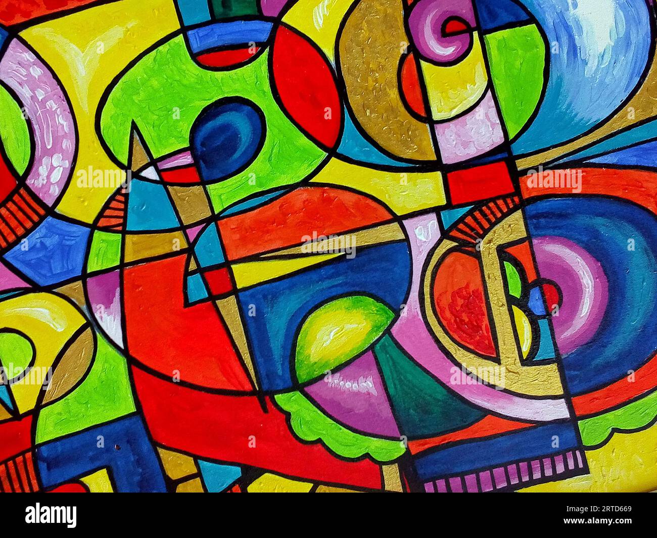 Pintura al óleo de arte Forma geométrica abstracta Foto de stock