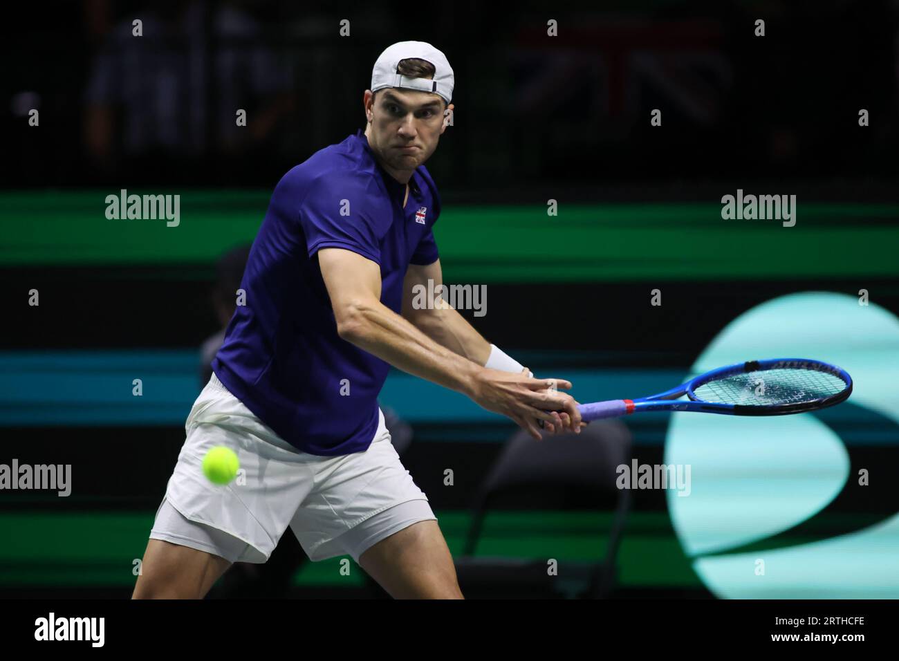 AO Arena, Manchester, Lancashire, Reino Unido. 12 de septiembre de 2023. Jack Draper (GBR) durante su partido contra Thanasi Kokkinakis (AUS) durante el partido de la Fase de Grupos de las Finales de la Copa Davis 2023 entre Australia - Gran Bretaña Crédito: Touchlinepics/Alamy Live News Foto de stock