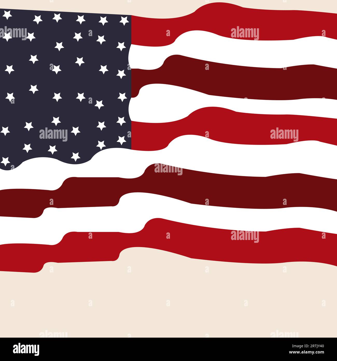 Bandera americana y árbol en la hora del amanecer de la puesta del sol. Adecuado para el Día de los Veteranos, Día de la Independencia, Día de los Caídos, 4º de julio o Día del Trabajo copyspace Antecedentes. Ilustración del Vector