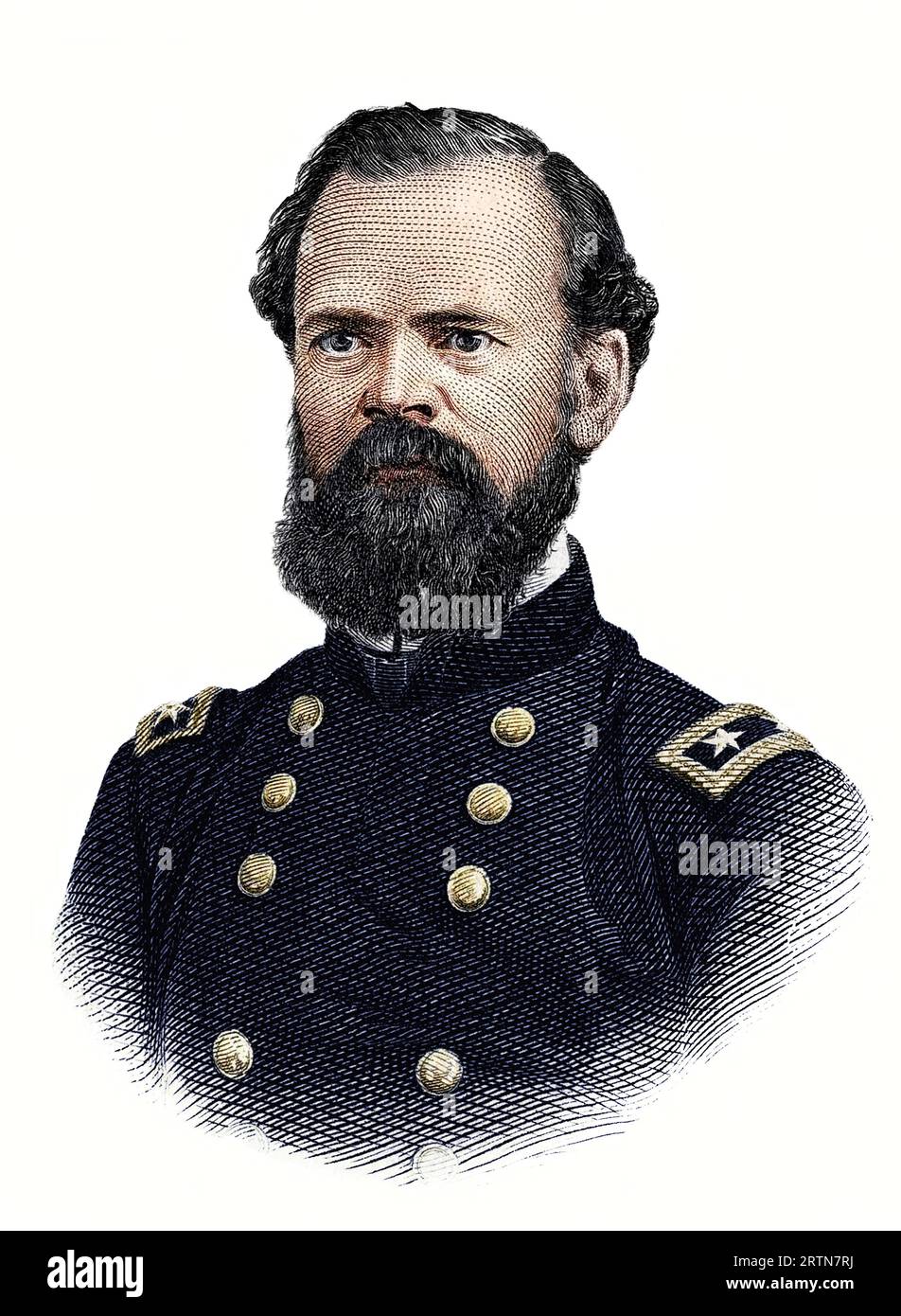 Retrato del general James Birdseye McPherson aislado sobre fondo blanco Foto de stock