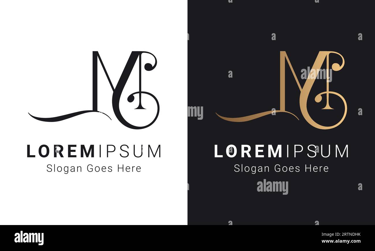 Luxury Initial ML o LM Monogram Text Letter Logo Design Ilustración del Vector