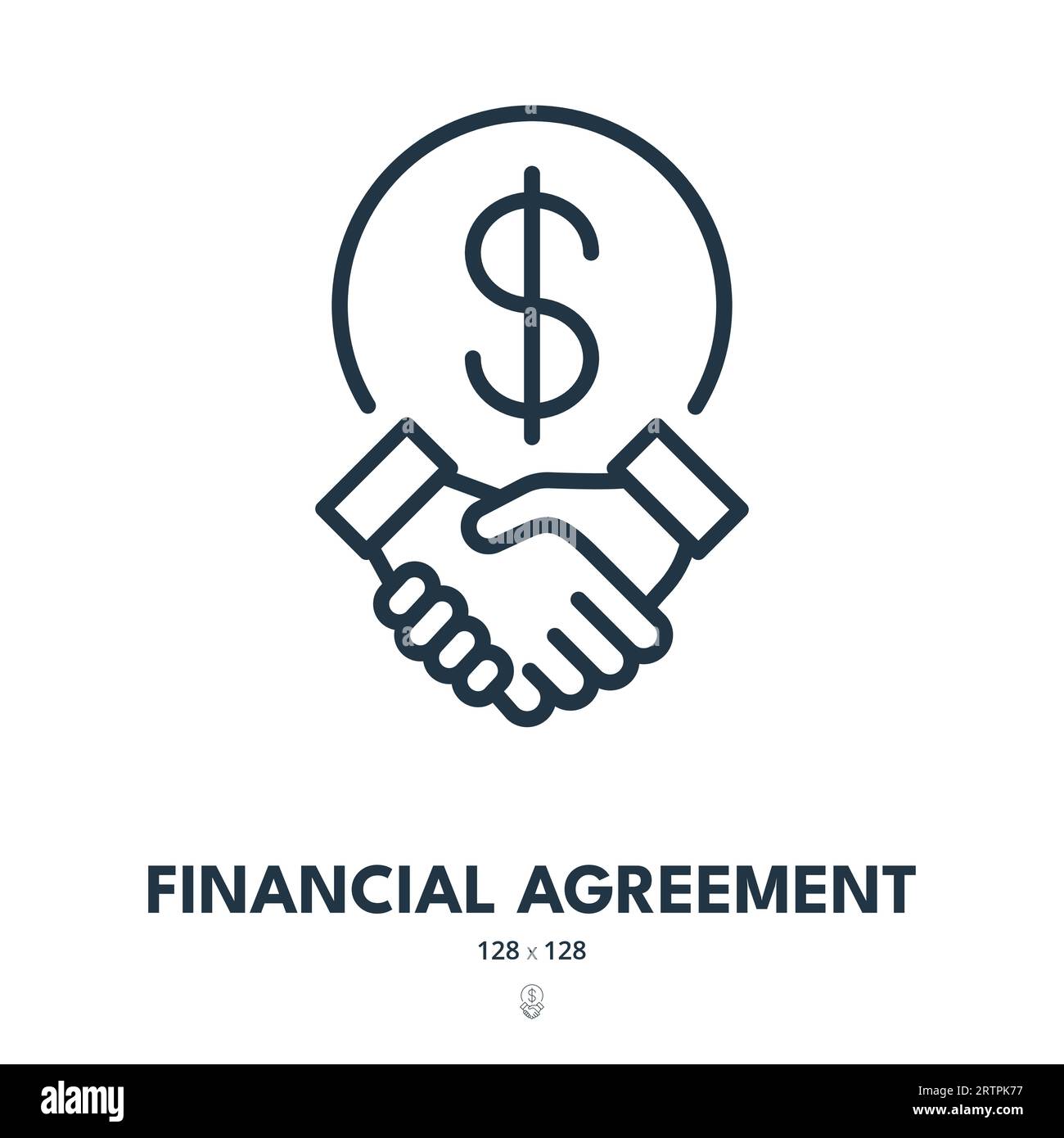 Icono Acuerdo Financiero. Contrato, Tratado, Transacción. Trazo editable. Icono simple del vector Ilustración del Vector