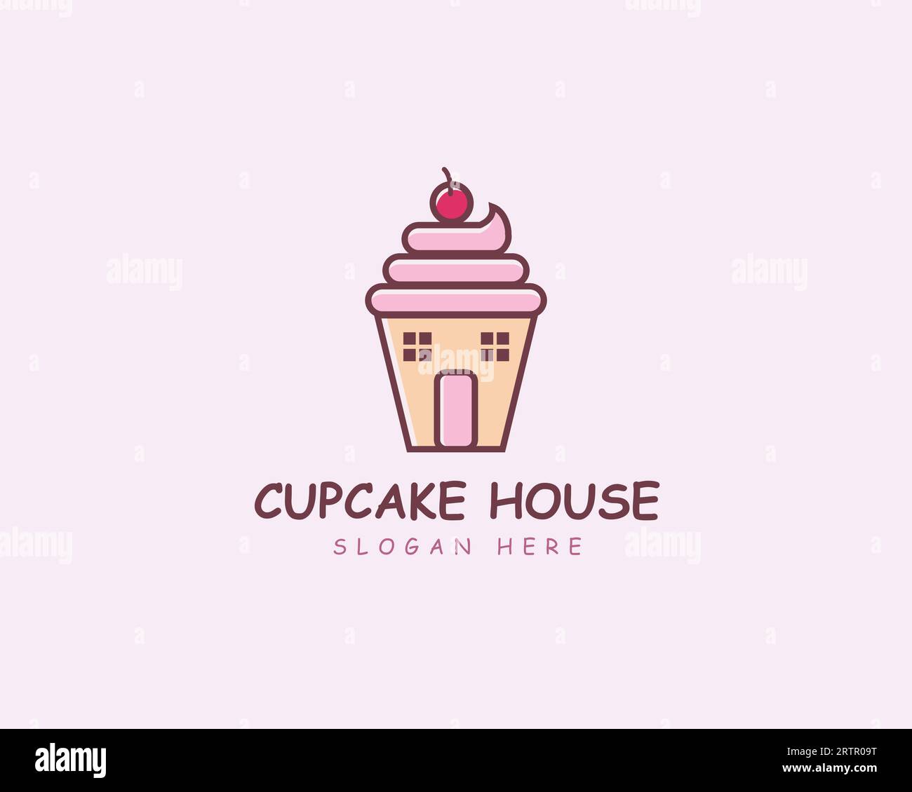 Plantilla de logotipo de casa de cupcake, dulce hogar logo vector icono