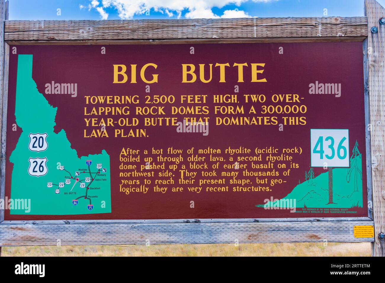 Idaho describiendo la geología de buttes en el área del alto desierto de Snake River Plains. Foto de stock