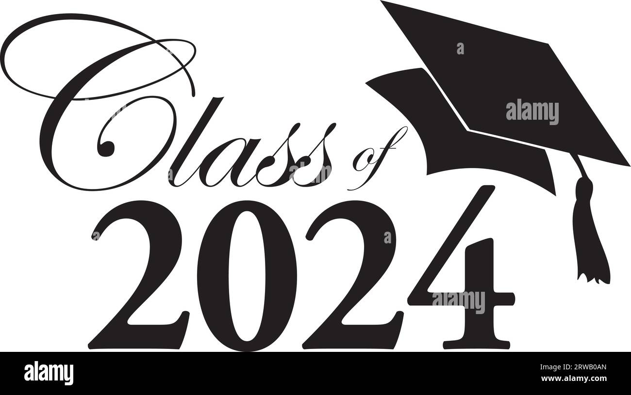 Clase de 2024 Logo con tapa de graduación Imagen Vector de stock Alamy