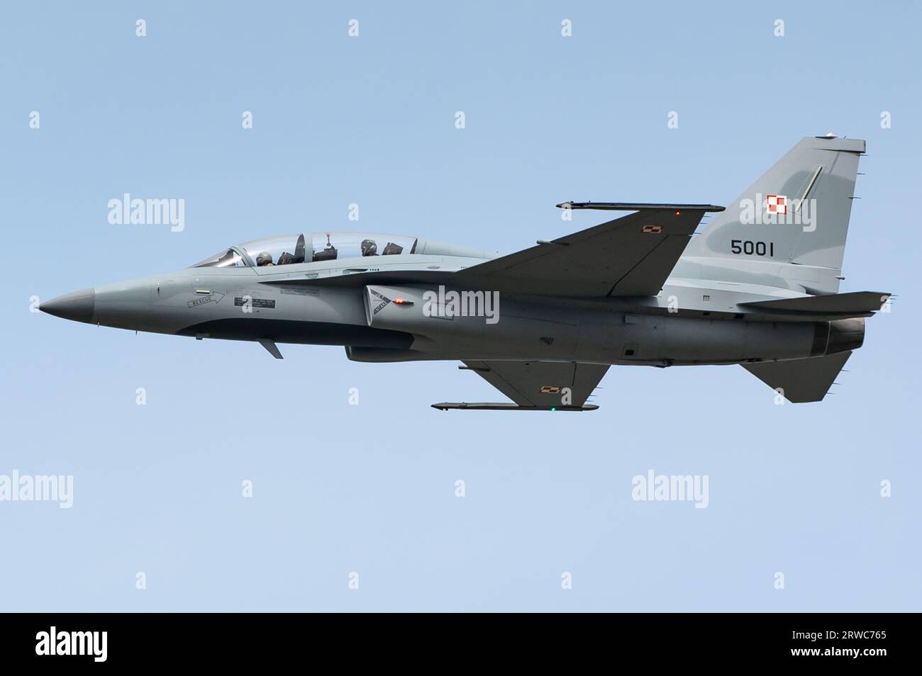 Un entrenador de jet avanzado supersónico KAI T-50 Golden Eagle (FA-50F) de la Fuerza Aérea Polaca. Foto de stock