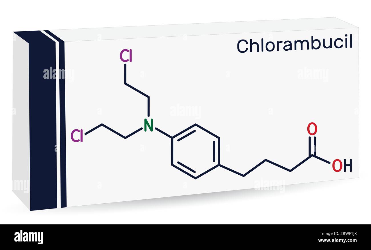 Molécula de clorambucilo. Es un agente de quimioterapia utilizado en el