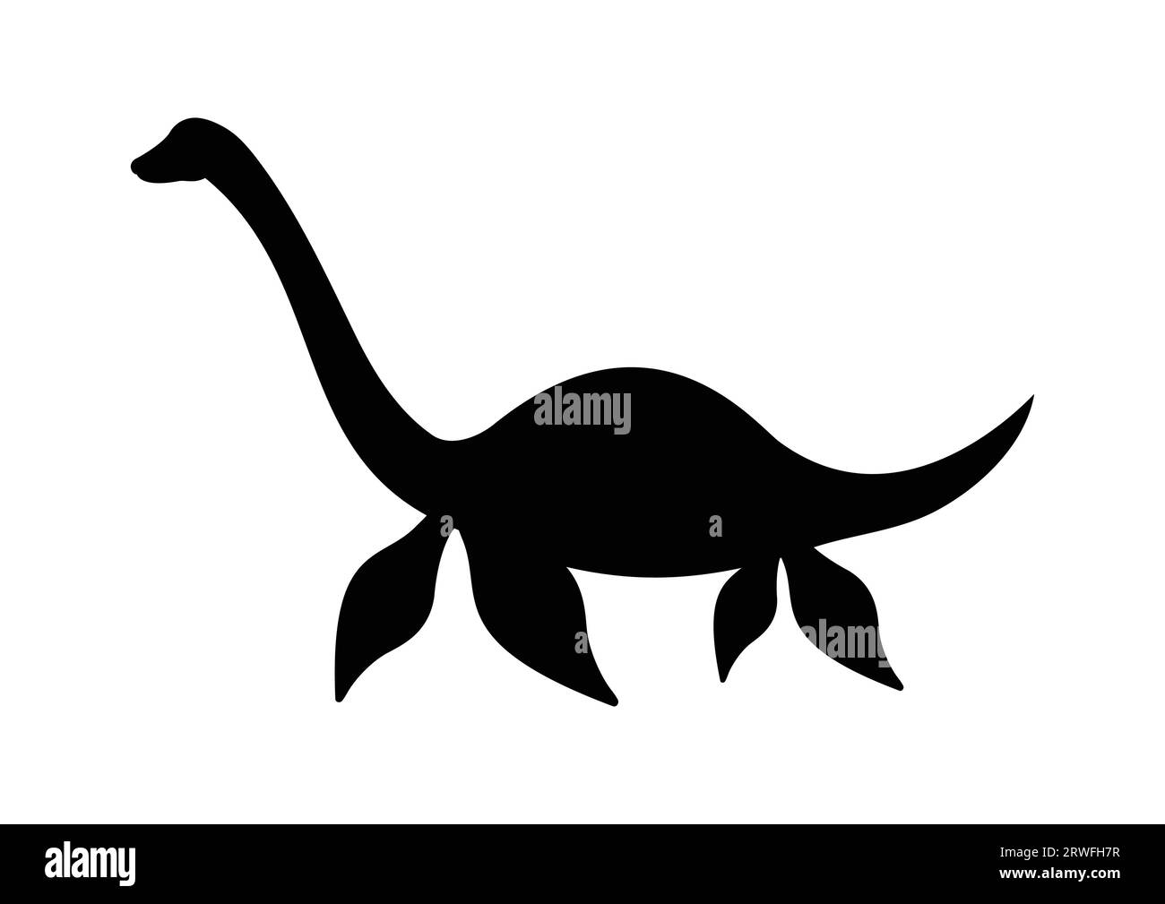 Vector de silueta de dinosaurio de Elasmosaurus aislado en fondo blanco Ilustración del Vector