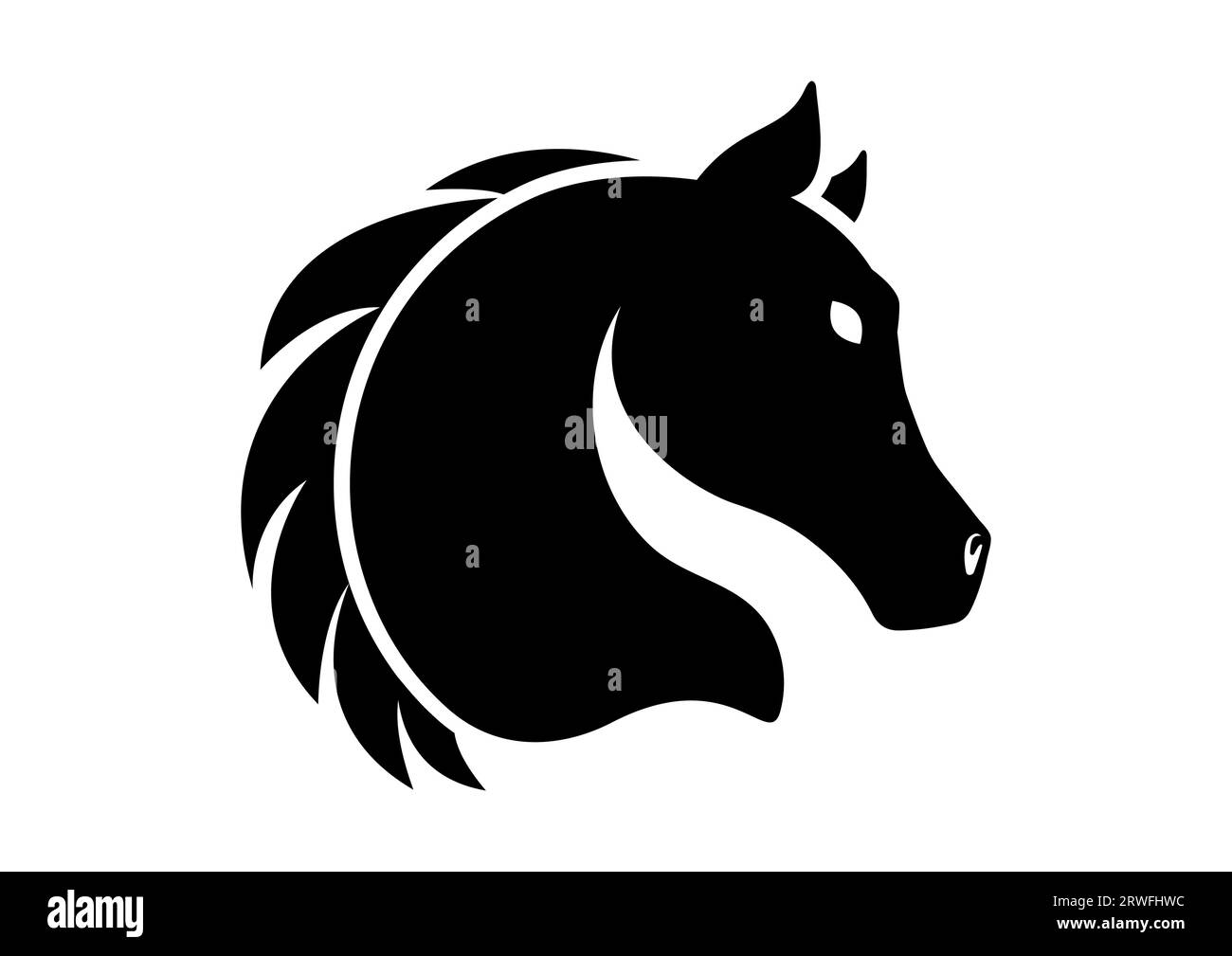 Ilustración vectorial de silueta de cabeza de caballo aislado sobre fondo blanco Ilustración del Vector