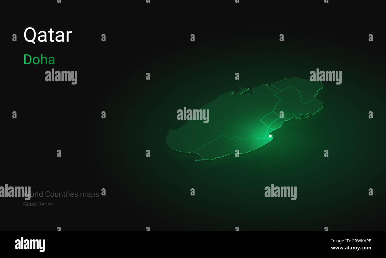 Mapa creativo de Qatar. Mapa político. Doha. Capital de Qatar. Mapas de países del mundo con