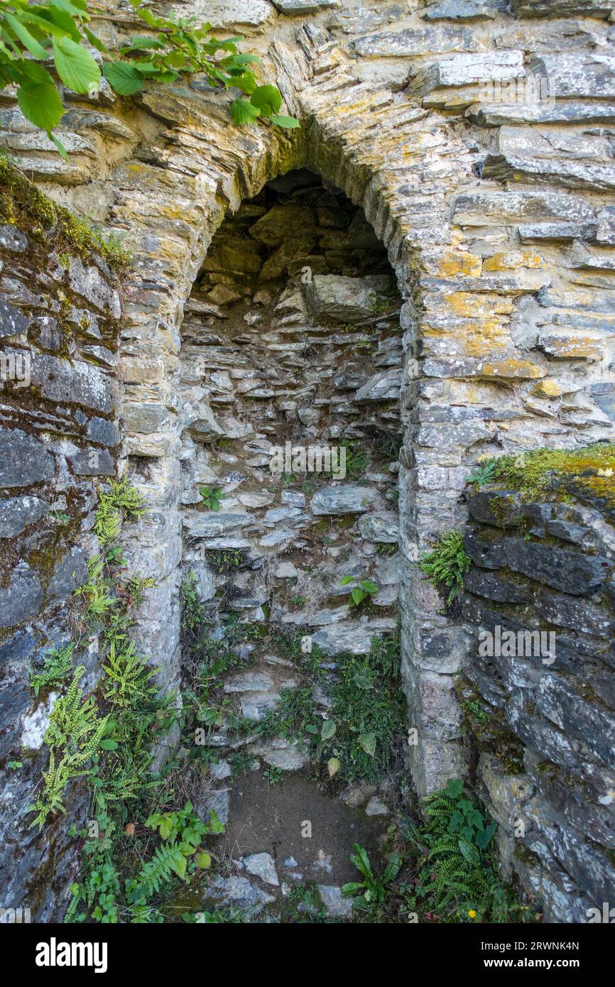 Ruinas del siglo XIII Château d'Herbeumont, castillo medieval en ruinas en Herbeumont, provincia de Luxemburgo, Ardenas belgas, Valonia, Bélgica Foto de stock