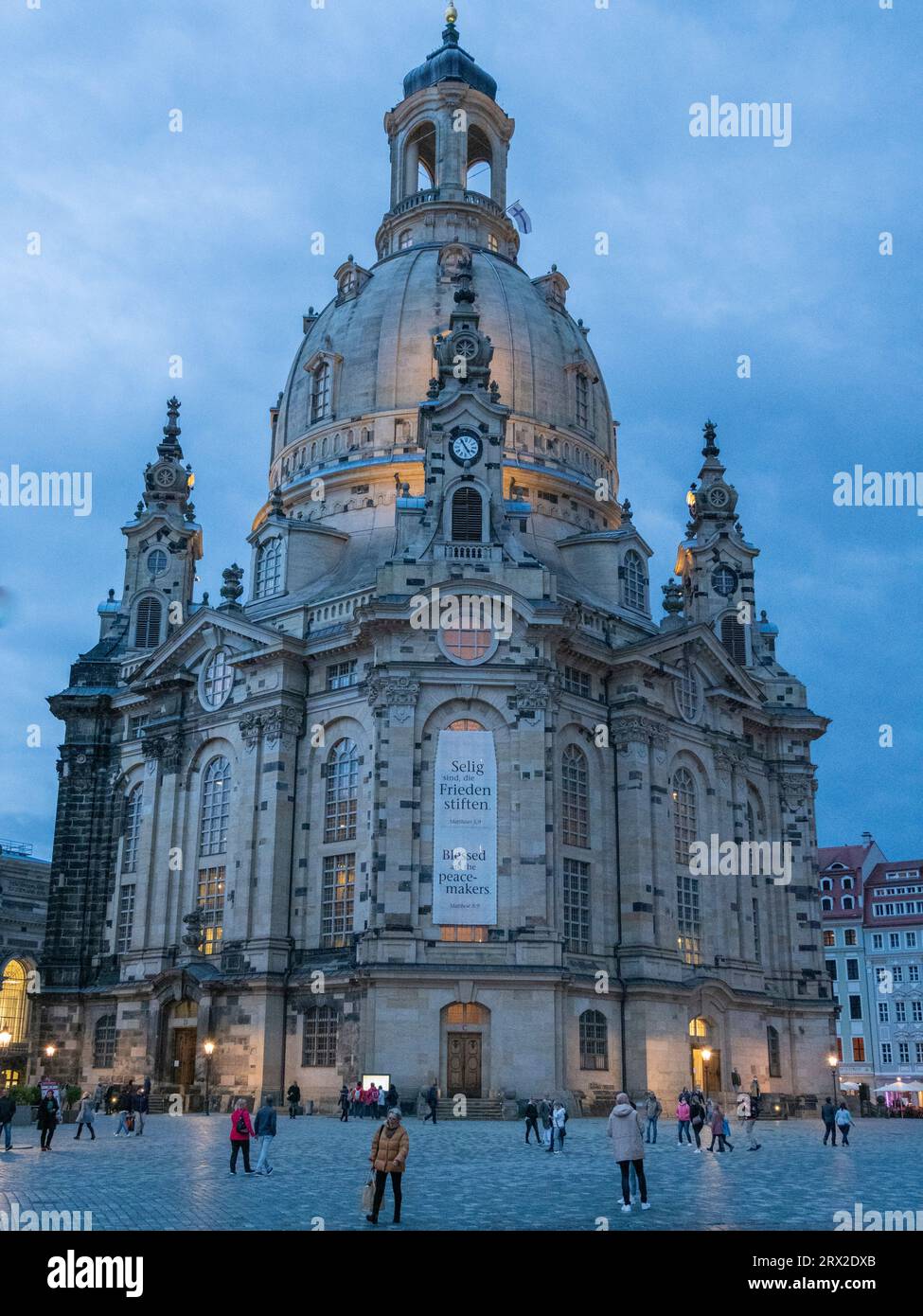 La Frauenkirche de Dresde (Iglesia de Nuestra Señora), una iglesia luterana reconstruida entre 1994 y 2005, Dresde, Sajonia, Alemania, Europa Foto de stock