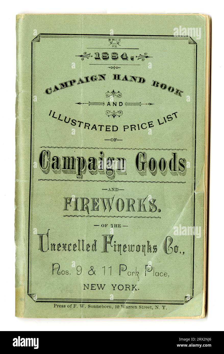 Literatura comercial. Manual de campaña y lista de precios ilustrada de productos de campaña y fuegos artificiales, 1884. PL*227739,1884.D14. Foto de stock