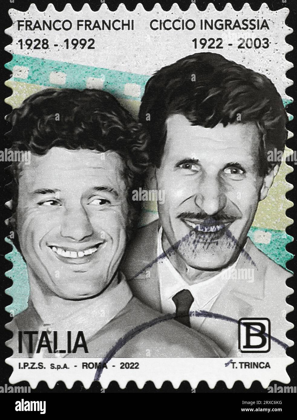 Franco Franchi y Ciccio Ingrassia en el sello italiano Foto de stock