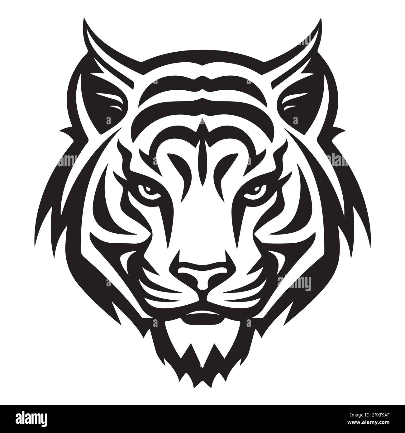 Emblema de cabeza de tigre dibujado a mano boceto Vector Wild safari animales Ilustración del Vector