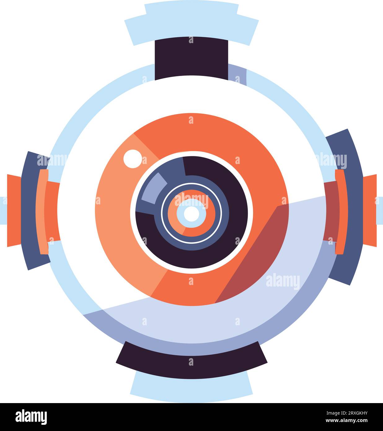 Dibujado a mano CCTV o cámaras de seguridad en estilo plano aislado en el fondo Ilustración del Vector