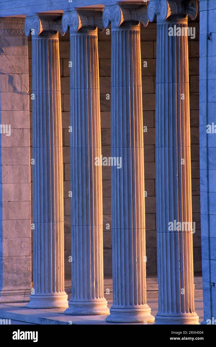 Columnas de Temple to Music, Roger Williams Park, Providence, Rhode Island Foto de stock