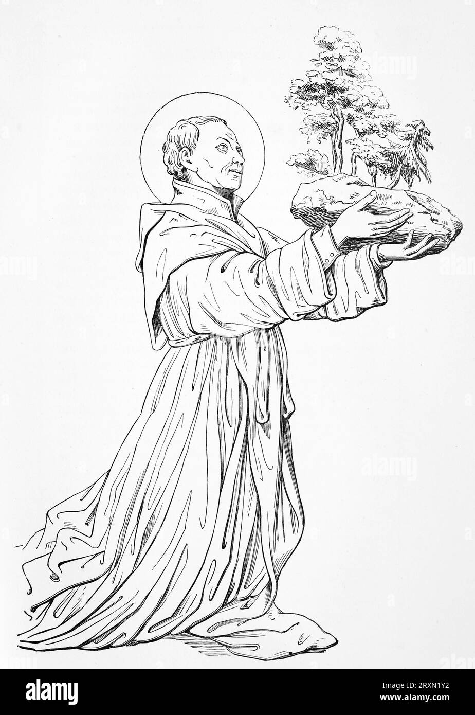 San Gilbert de Auvernia. Grabado de Vidas de los Santos por Sabin Baring-Gould publicado en 1897. Foto de stock