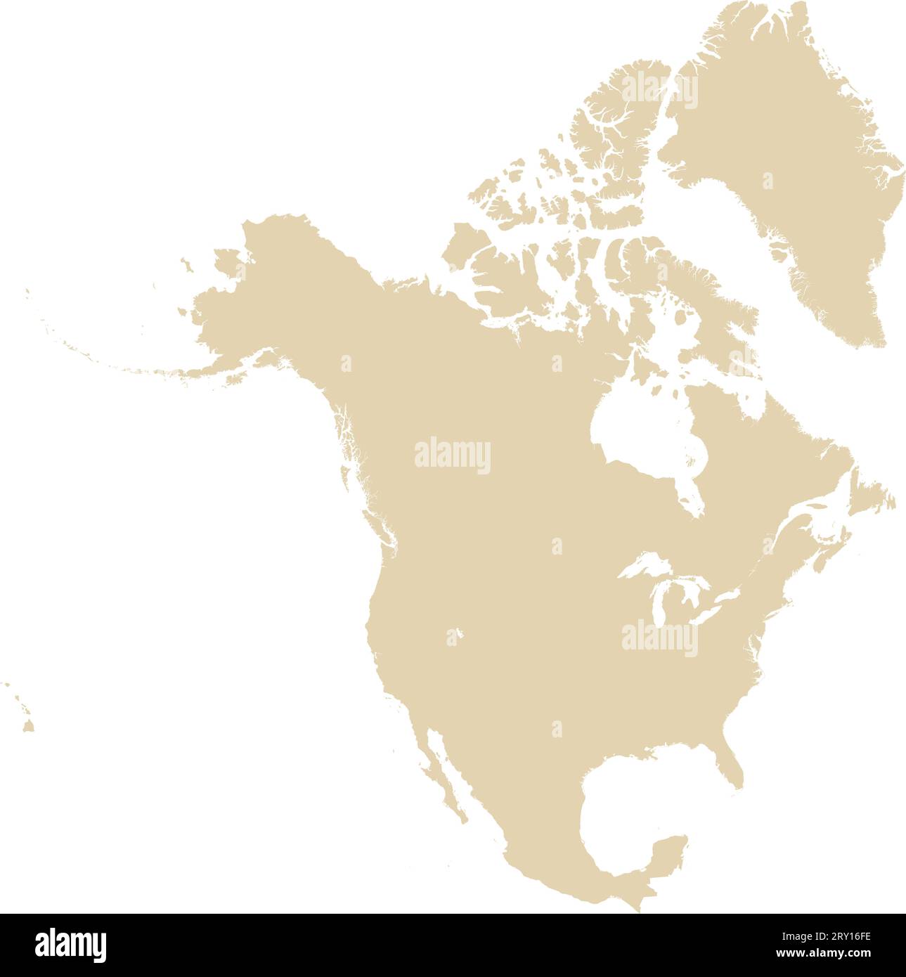 Mapa de color CMYK BEIGE de AMÉRICA DEL NORTE Ilustración del Vector
