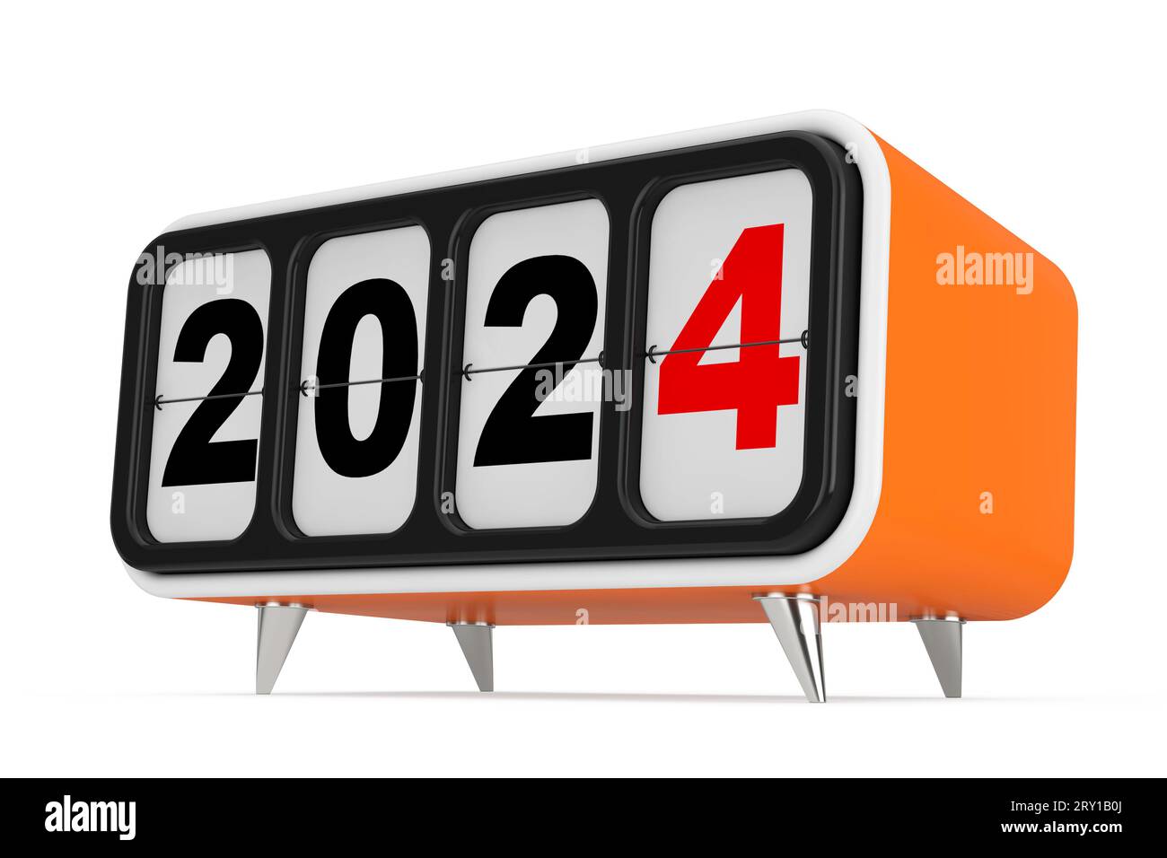 Retro Flip Reloj con 2024 signo de año nuevo en un fondo blanco