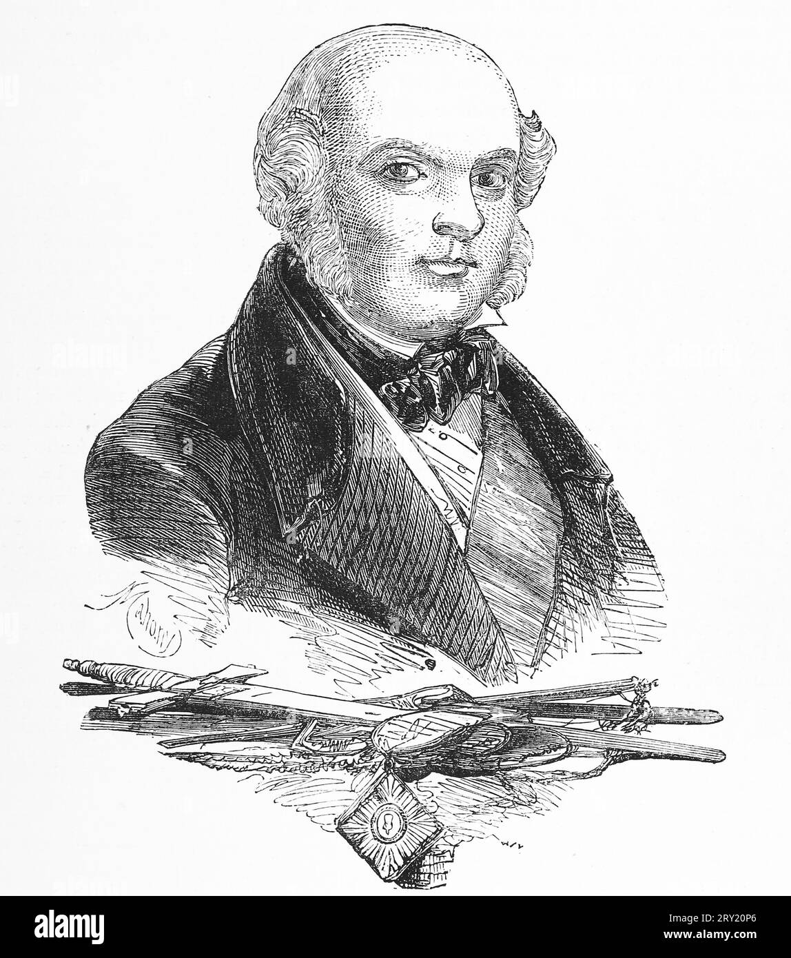Retrato de James Bruce, 8º conde de Elgin y 12º conde de Kincardine; Ilustración en blanco y negro Foto de stock