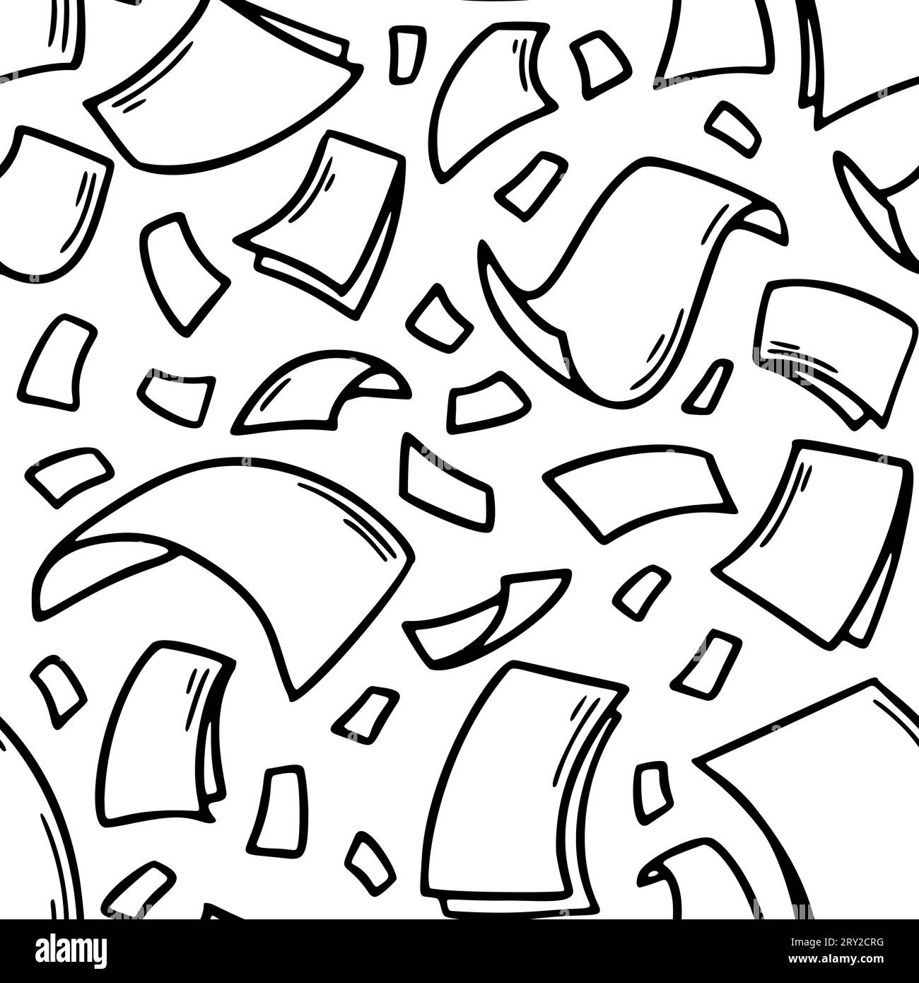 Hojas de papel volador sin patrón en estilo doodle. Páginas de documentos en blanco dibujadas a mano. Caída de archivos de documentos. Ilustración vectorial de negocios de oficina Ilustración del Vector