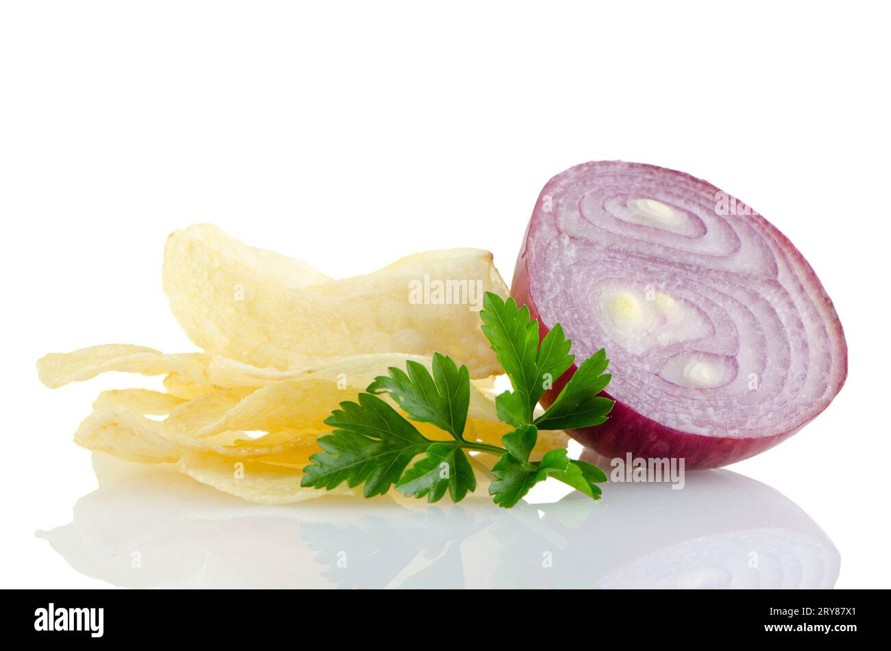Chips de patata y cebolla Foto de stock