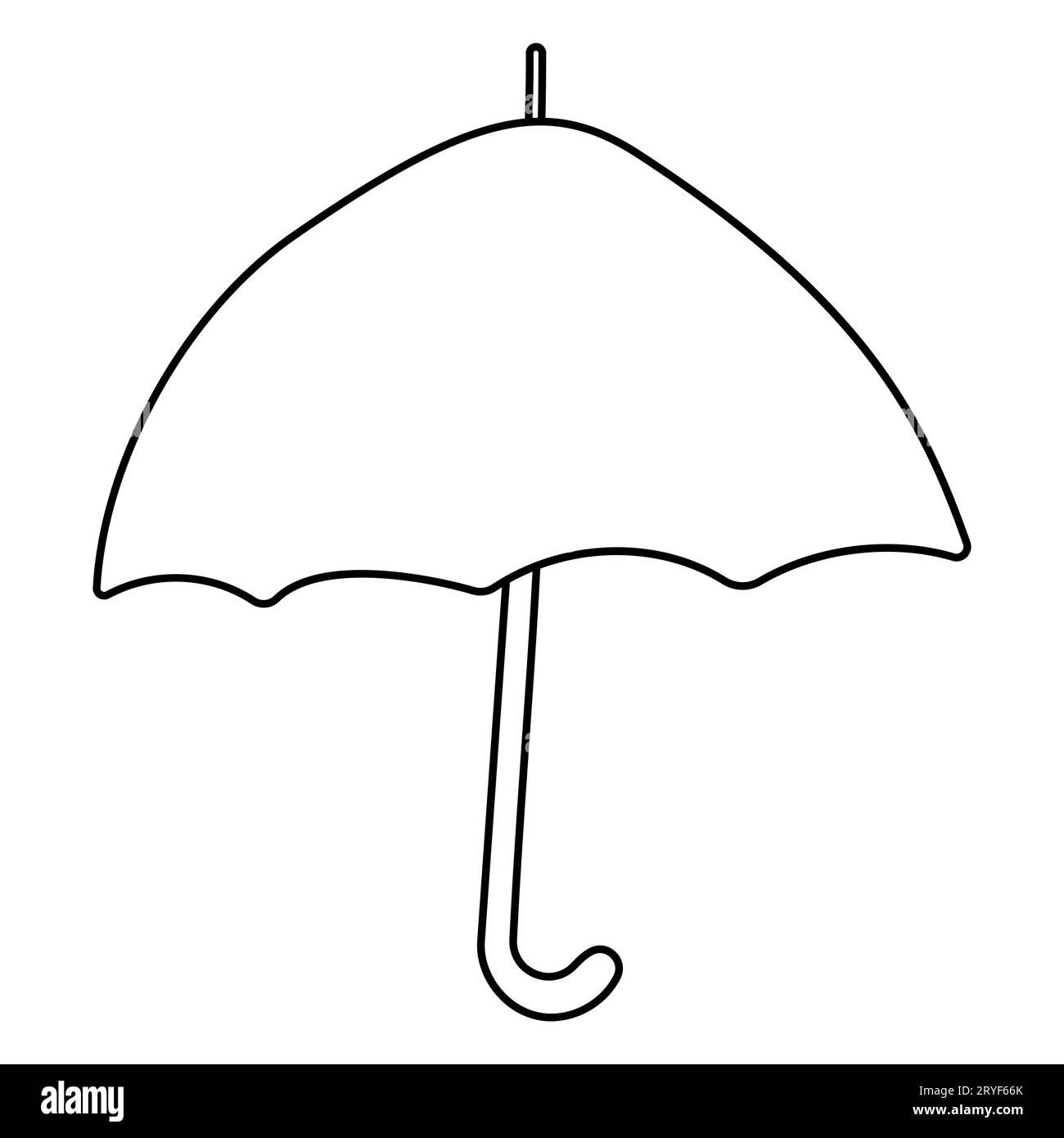 paraguas negro abierto largo icono de elemento de línea Ilustración del Vector