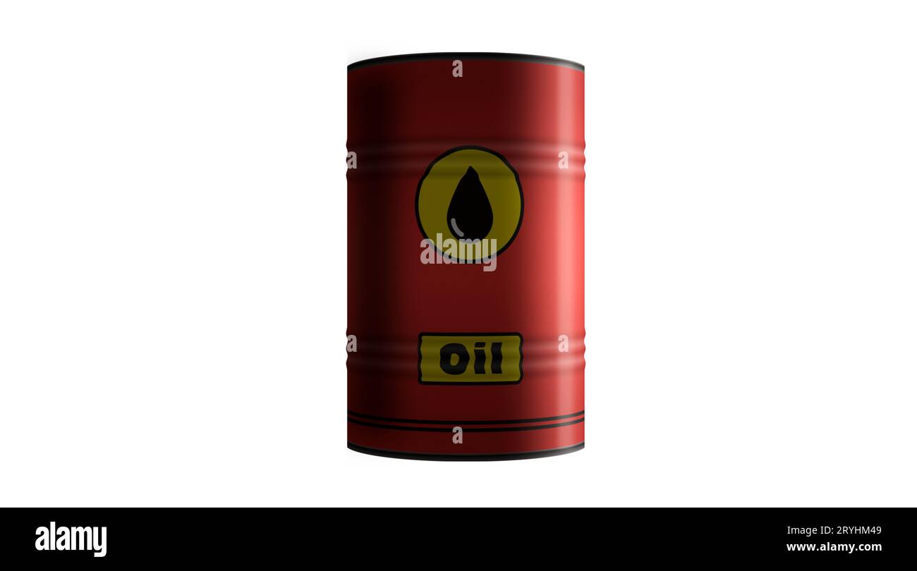 Petróleo crudo brant barriles de combustible de petróleo en fila aislados Foto de stock