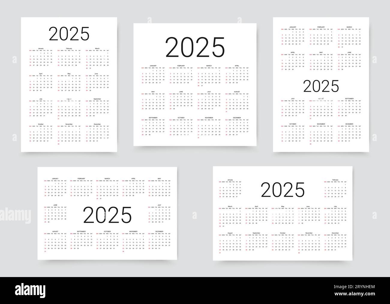 calendario 2025. Diseño de calendario. Plantilla de planificador de