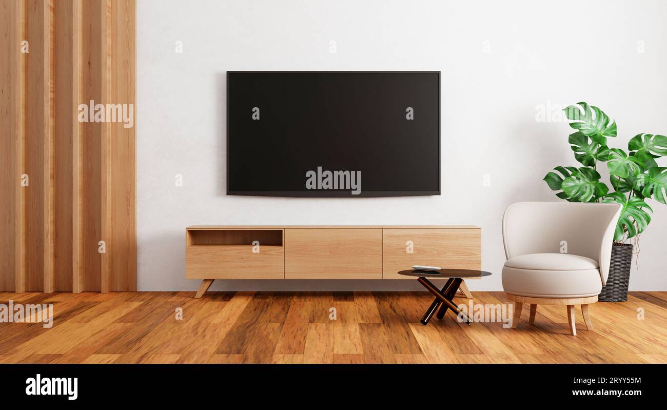 Mueble tv madera y ratán -Muebles TV