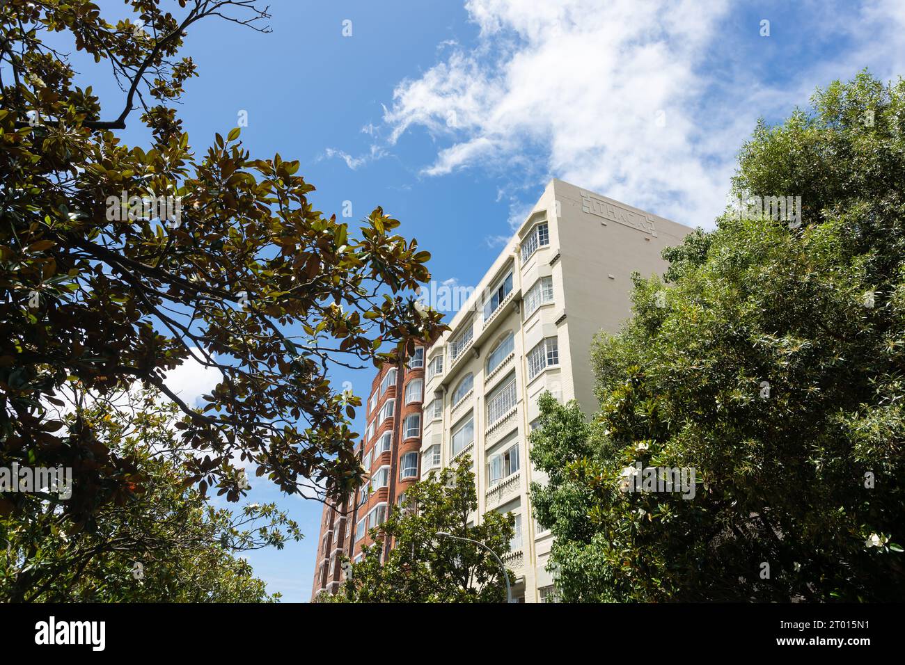 Itchaca, apartamentos Art Deco y edificios residenciales, Elizabeth Bay, Sydney, Australia. Foto de stock