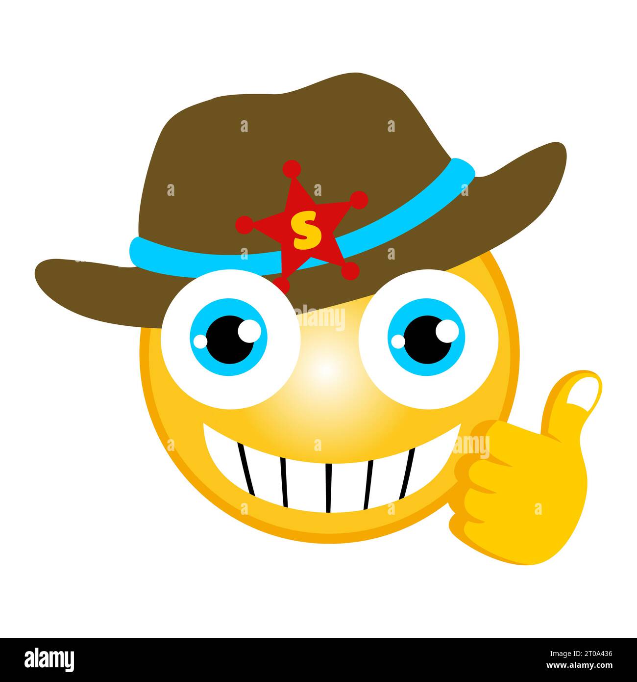 vector de dibujos animados de cowboy emoji con pulgares para arriba