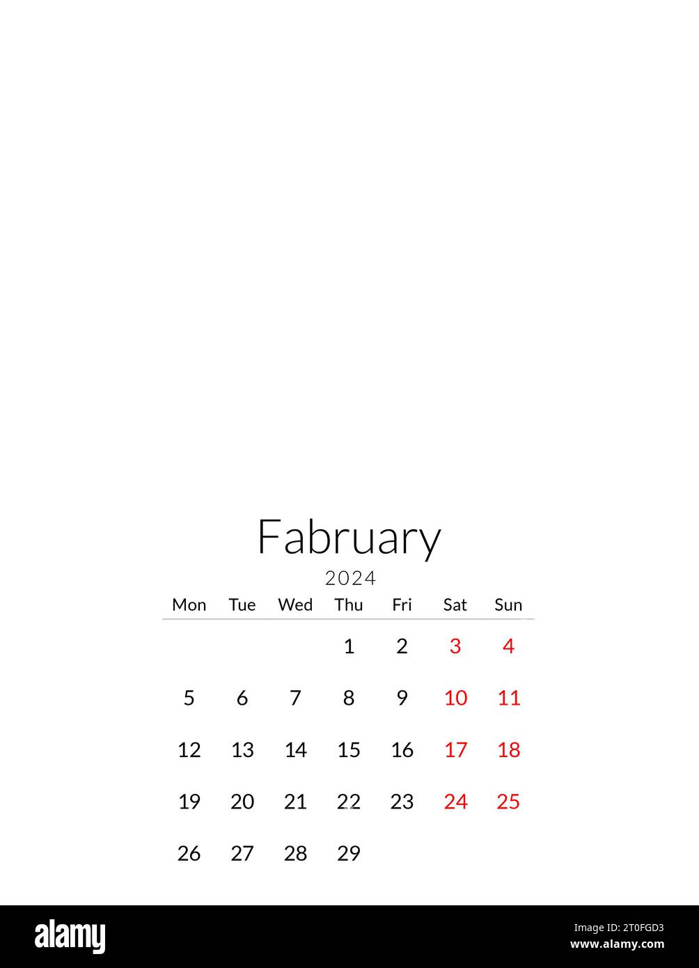 Plantilla De Calendario De Febrero De 2024 Con Un Lugar Para Tus Fotos