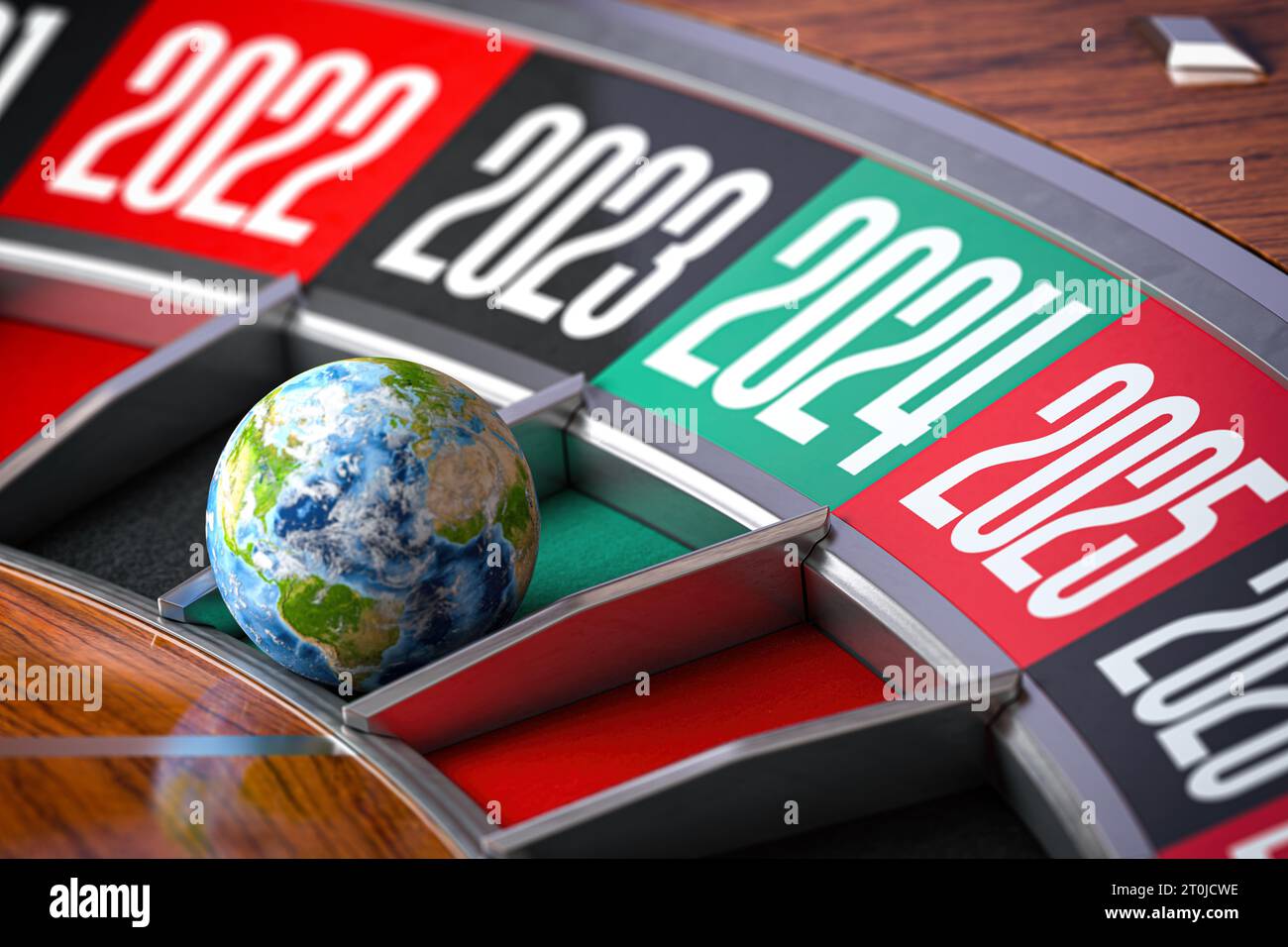 Nuevo concepto de 2024 años. Tierra o globo en el número 2024 en la