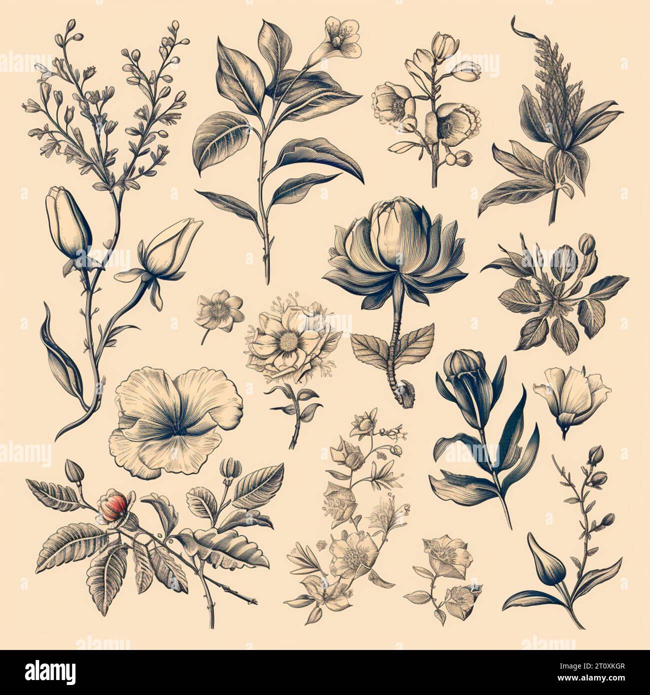 Ilustraciones de botánica de estilo vintage - Noveno Ce