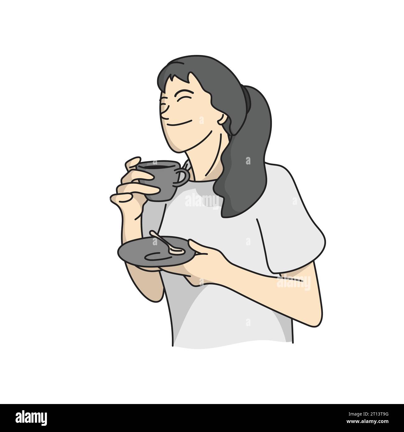 media longitud de la mujer joven que sostiene la mano caliente del