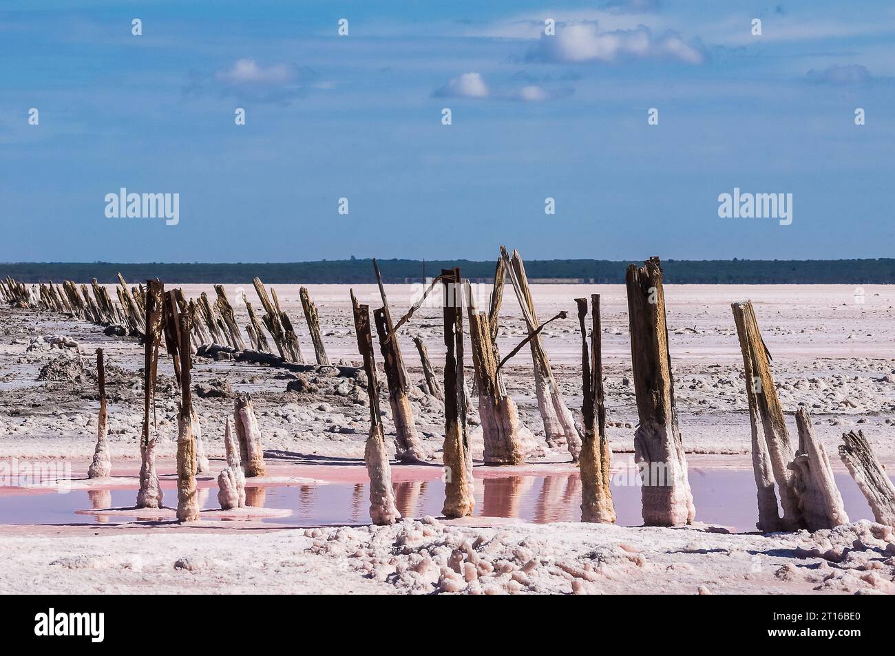 Salina , Patrimonio histórico, Provincia de La Pampa, Patagonia, Argentina. Foto de stock