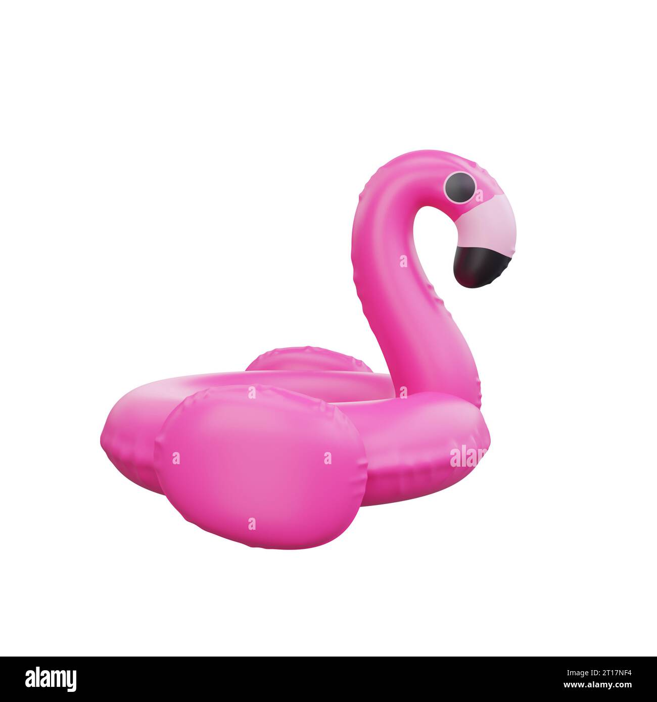 Representación 3D de un flotador inflable de la piscina del flamenco rosado juguetón, simbolizando la diversión y la relajación del verano Foto de stock