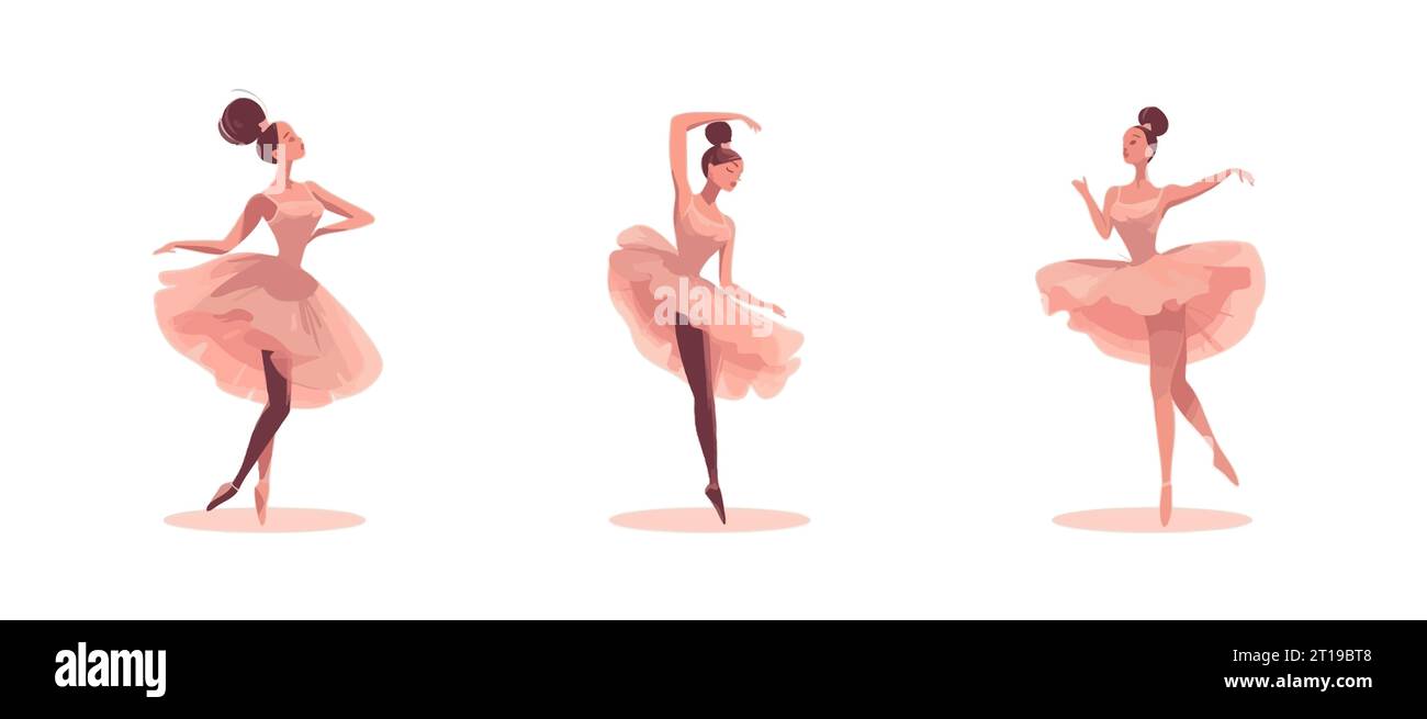 Mujer animadora bailando en tutu amarillo vestido de ballet ropa que  representa a los exploradores de la ESFP tipo de personalidad de MBTI. Arte  vectorial plano aislado en whi Imagen Vector de