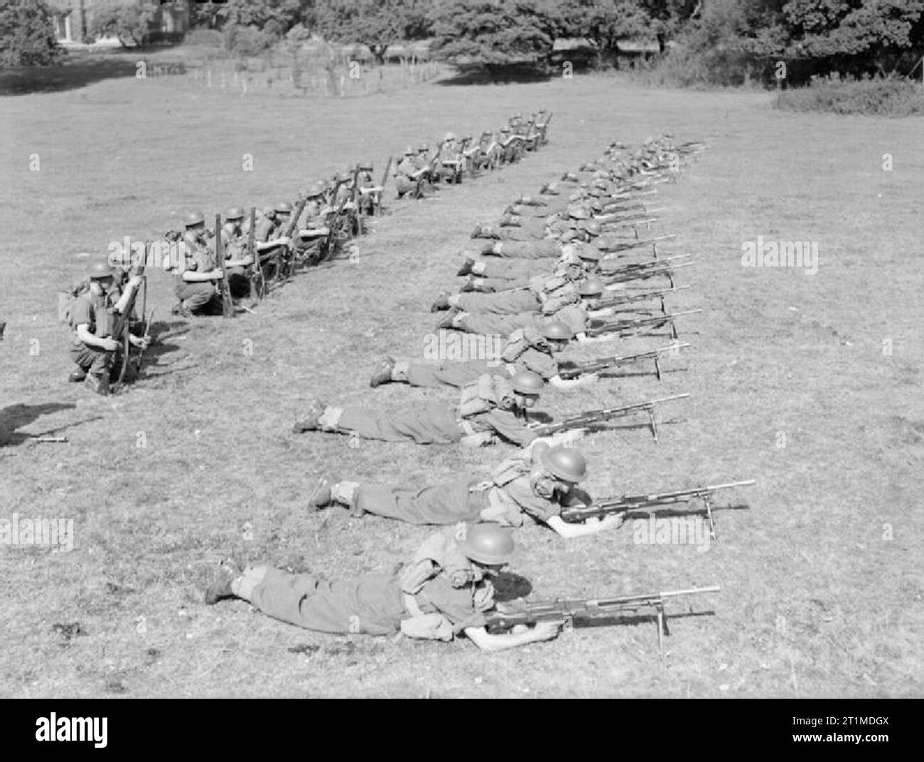 El ejército británico en el Reino Unido 1939-45 Bren gun capacitación para hombres del 4/5 th Royal Scots Fusiliers cerca de Newmarket, Suffolk, el 3 de septiembre de 1940. Foto de stock