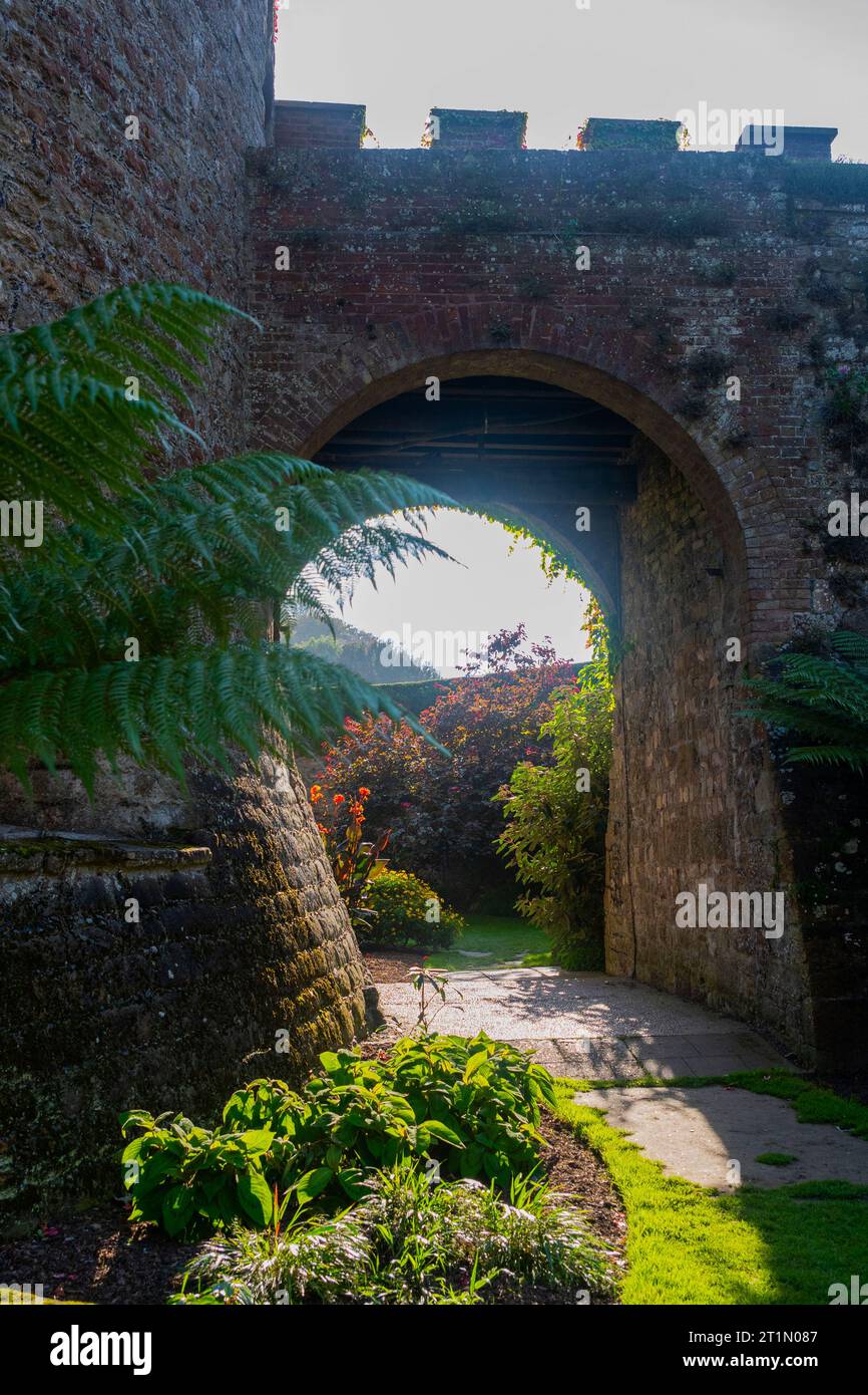 Jardines del castillo de Walmer, en Walker cerca de Dover y Deal en Kent. Construido en 1540 y más tarde uno de los hogares de la Reina Madre. Foto de stock