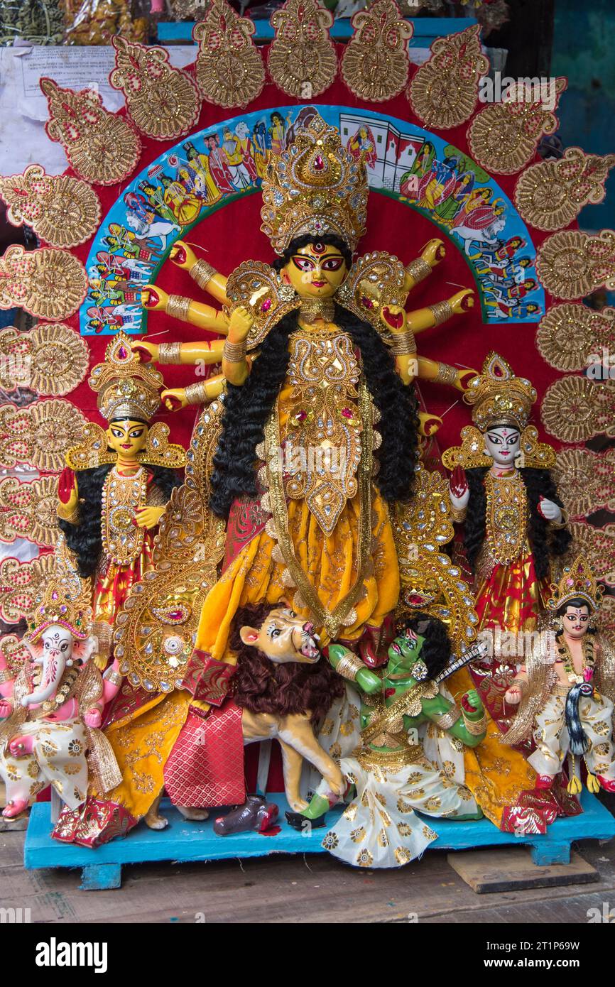 Ídolo decorado de la diosa hindú Durga Foto de stock