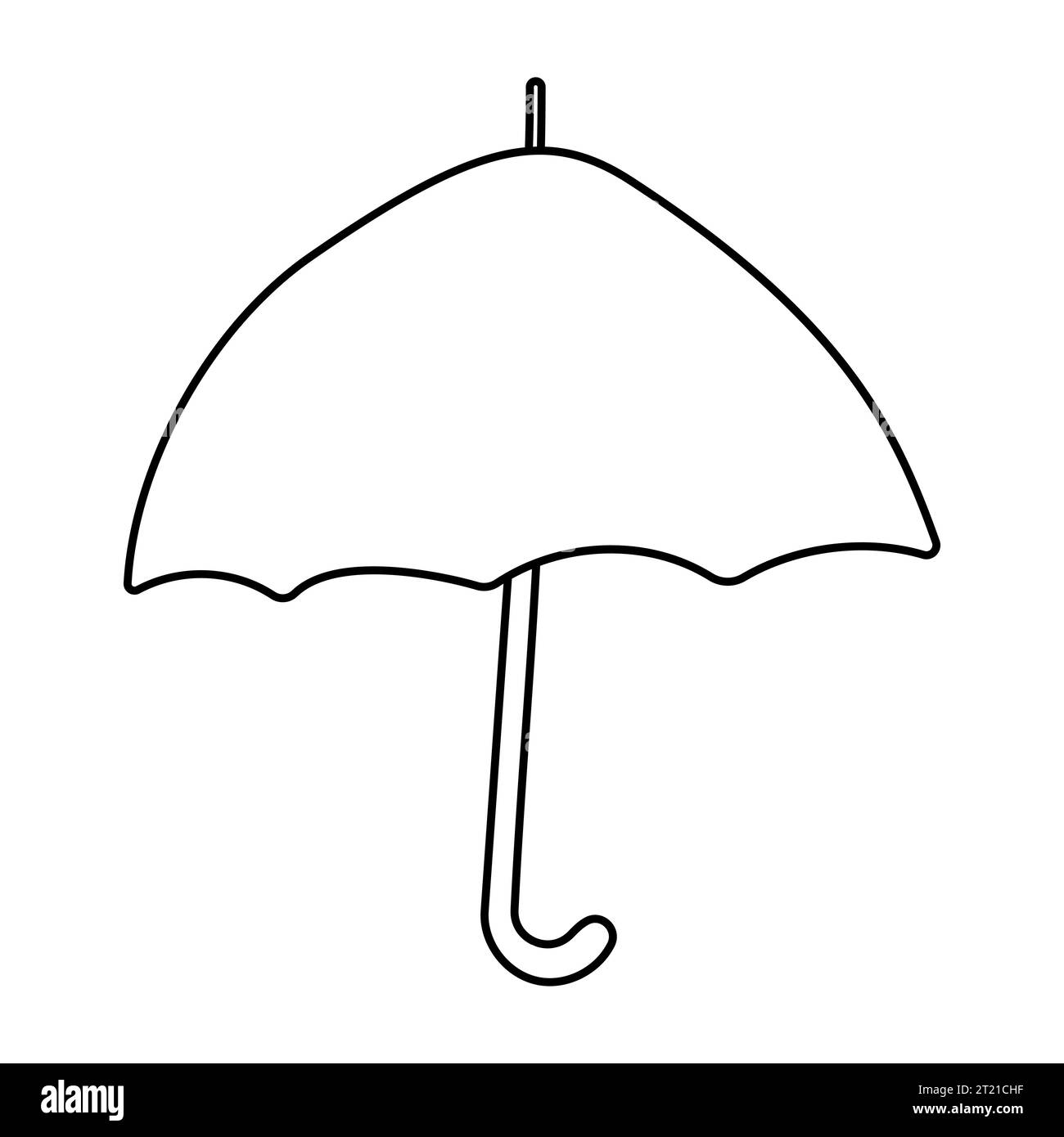 línea de paraguas abierto accesorio muñeca chica icono Ilustración del Vector