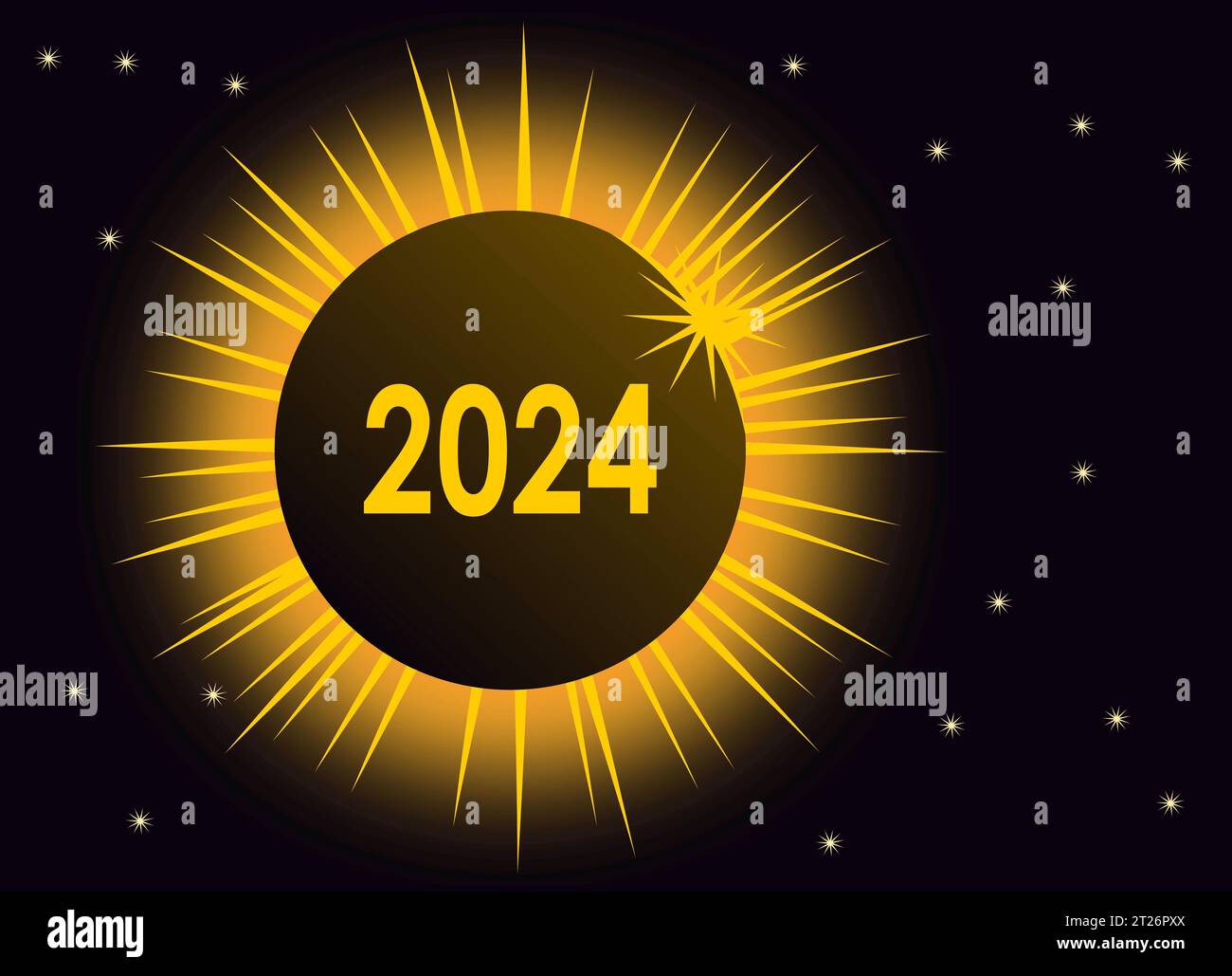 Ilustración del eclipse solar total en el año de 2024 Fotografía de