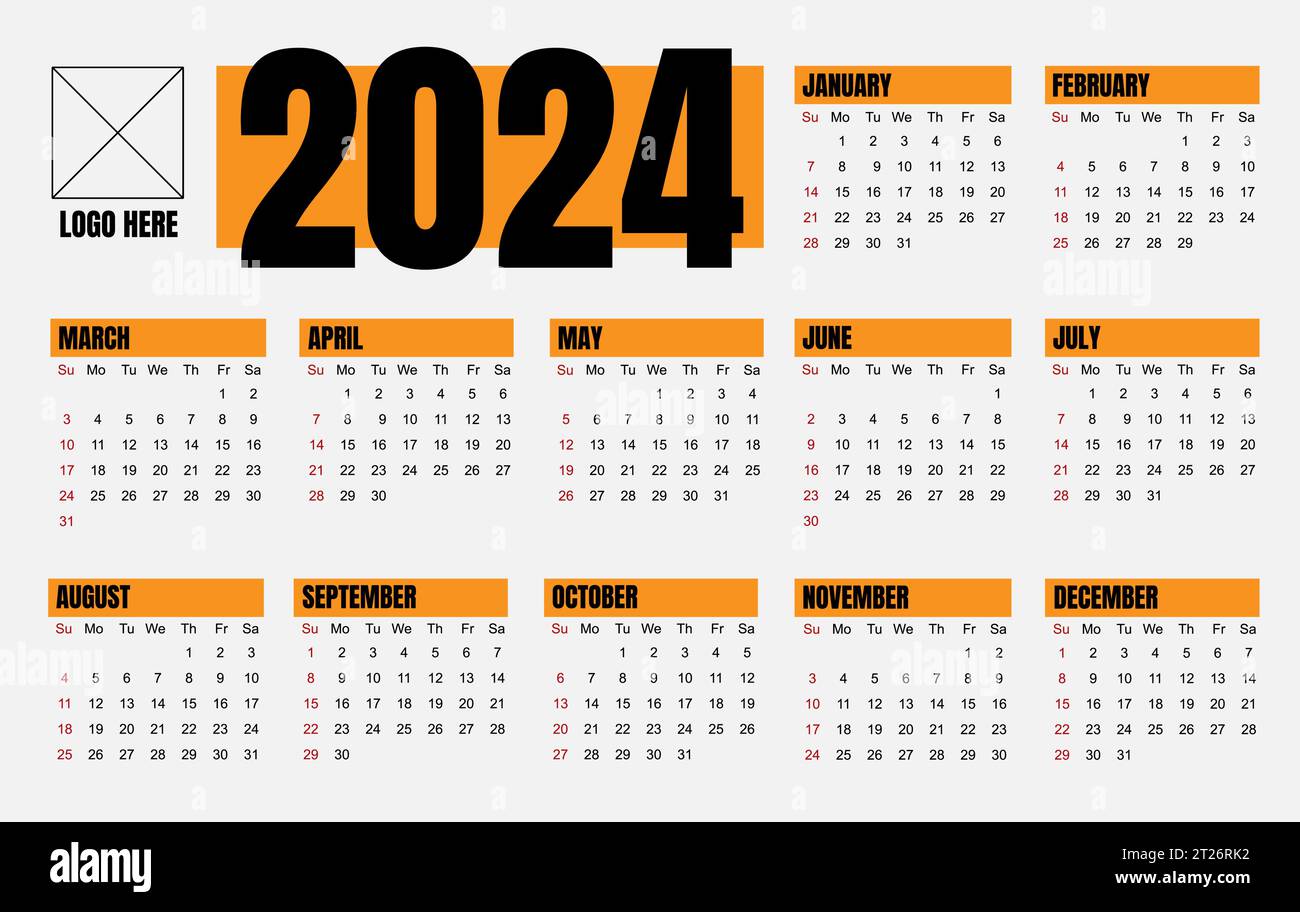 calendario 2024, para el estilo corporativo, moderno y limpio, elegante