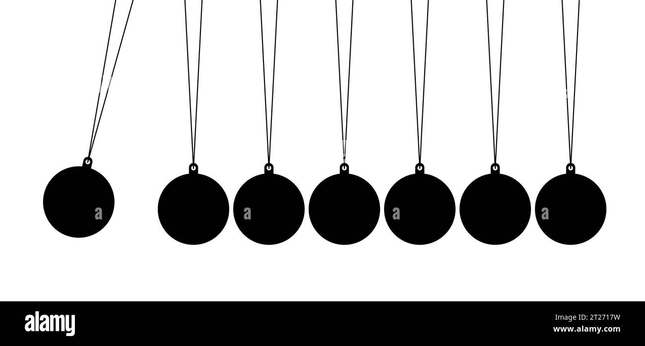 Péndulo de bolas concepto de inicio cuna de newton esfera colgando de hilos  diseño plano de ilustración vectorial aislado en el fondo