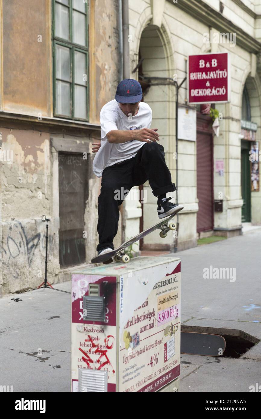 Los patinadores en Budapest Foto de stock